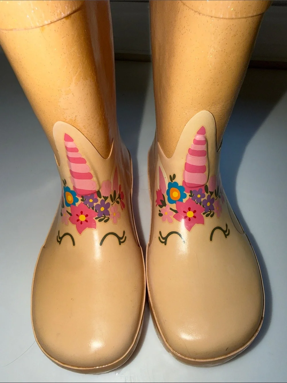 Western Chief Peach and Pink Kids' Unicorn Rain Boots